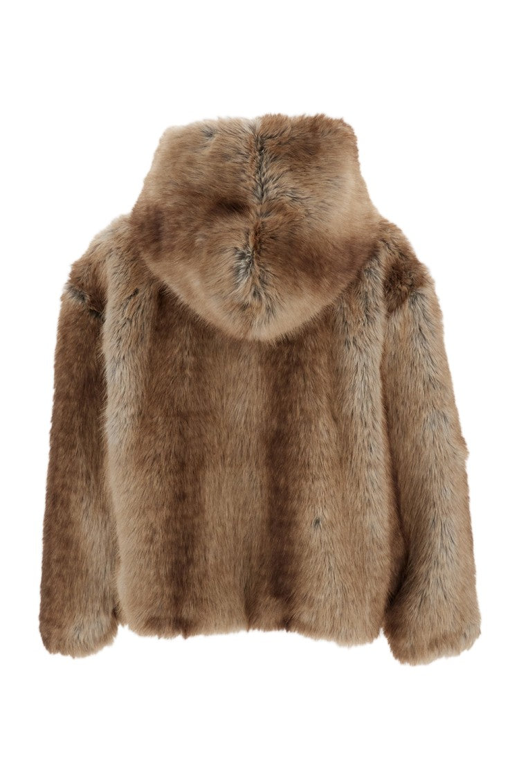 Found Brown Boxy Faux Fur Hooded Jacket