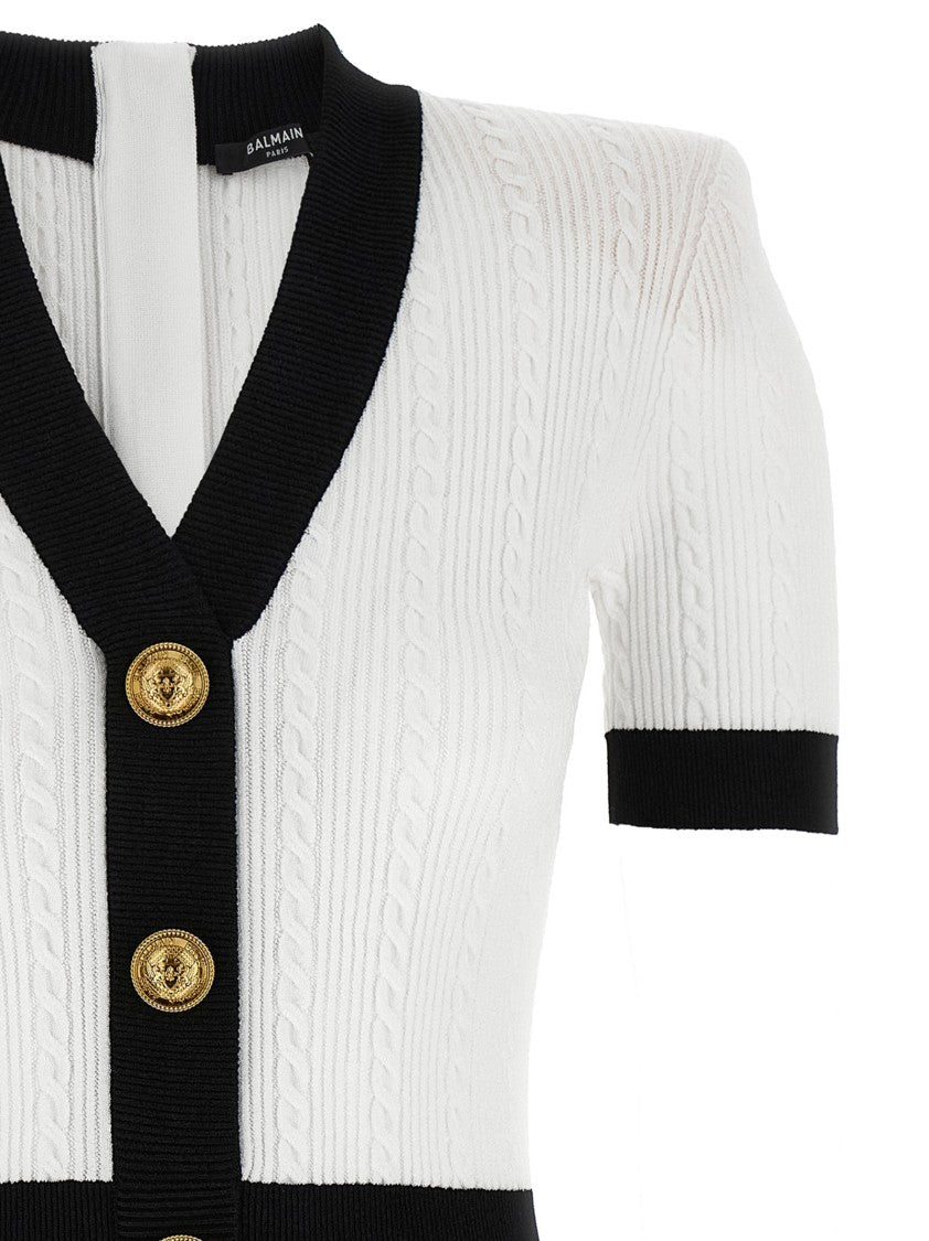Balmain Mini Knitted Dress With Braided Knit