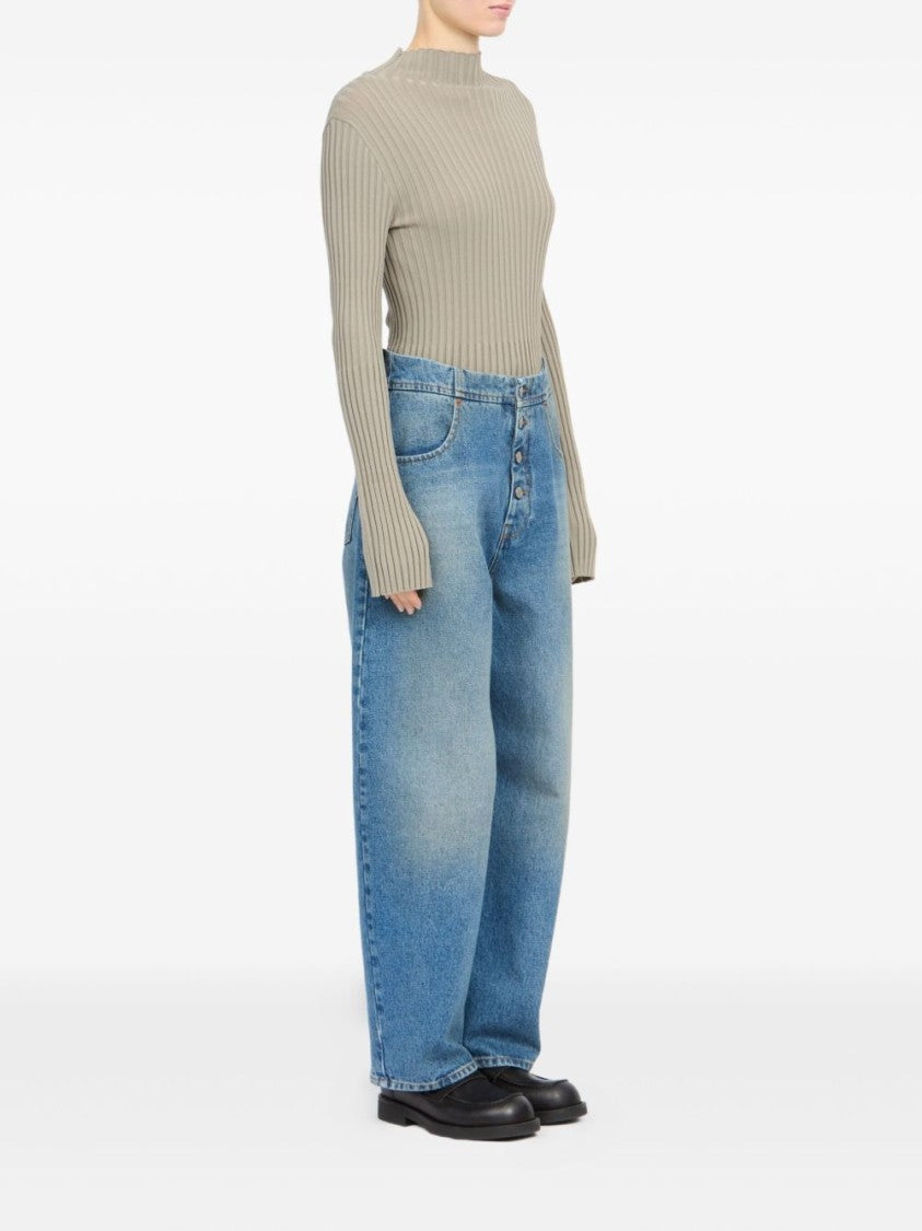 Mm6 By Maison Margiela Relaxed Wide-Leg Jeans With Vintage Wash