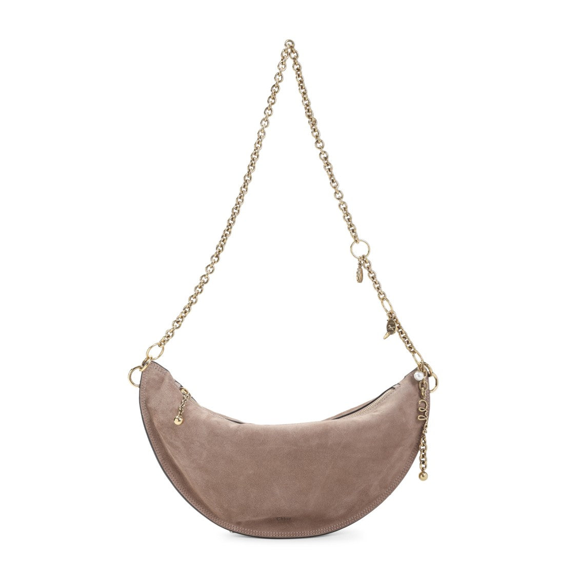 Chloé Crescent-Shaped Shoulder Bag In Soft Suede Calf Leather
