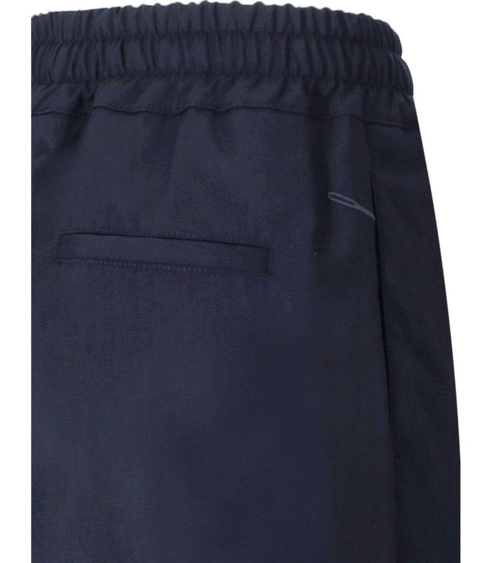 Cruna Midnight Blue Virgin Wool Trousers With Flap Pockets