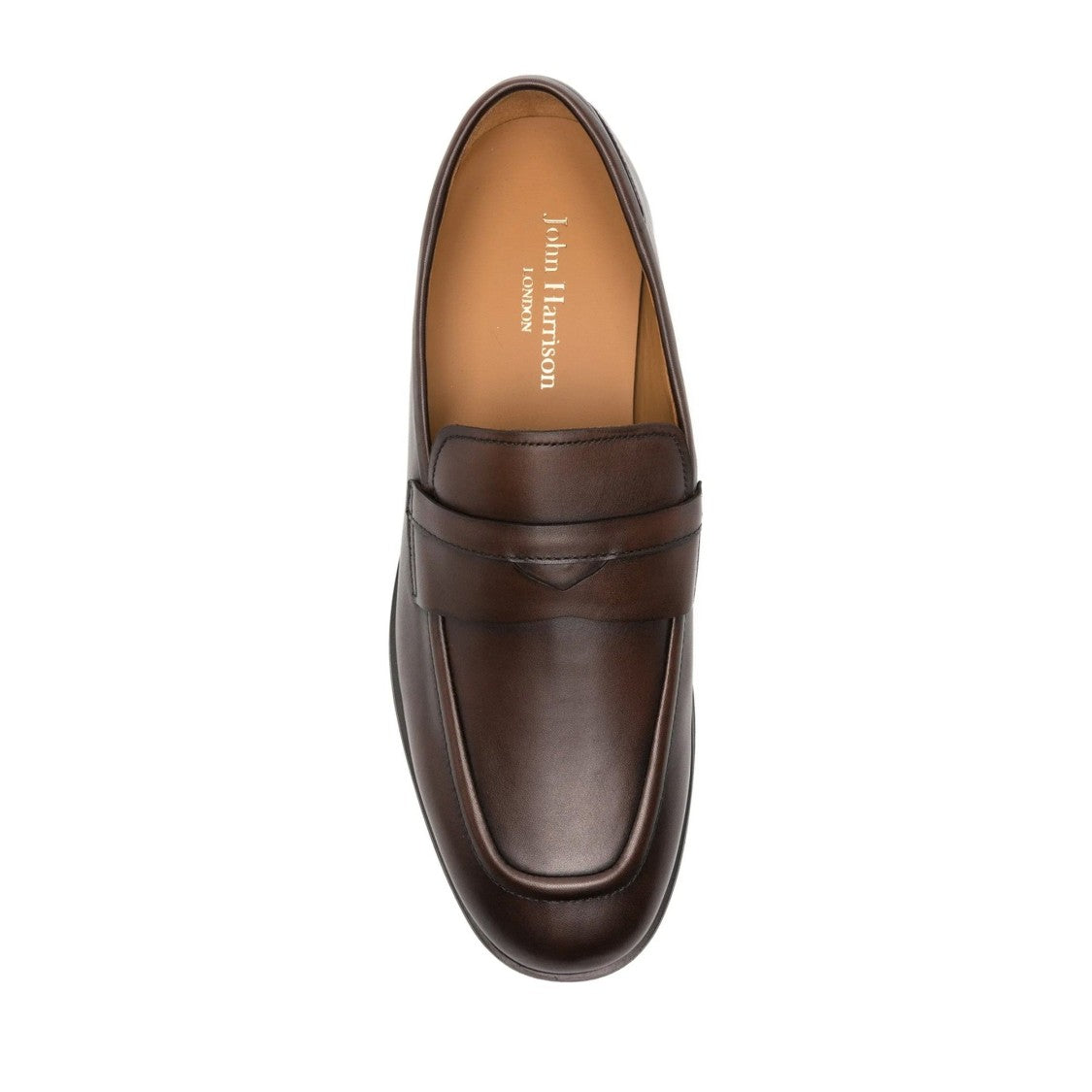 John Harrison Brown Leather Classic Penny Strap Loafers