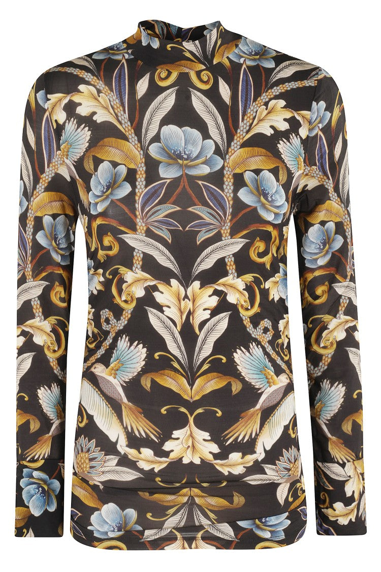 Farm Rio Multicolor Pattern Long Sleeve Blouse