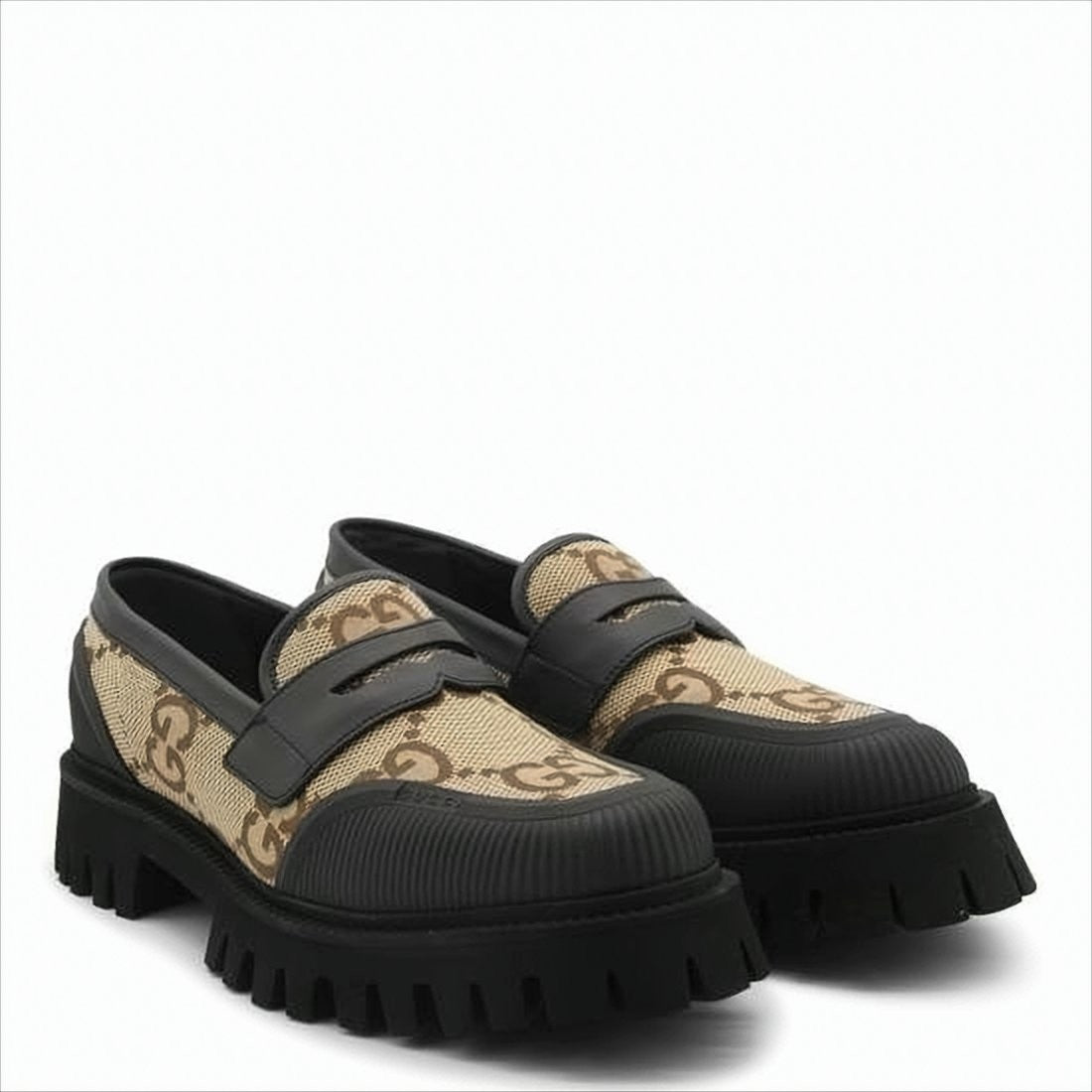 Gucci Chunky Sole Brown Monogram Pattern Loafers