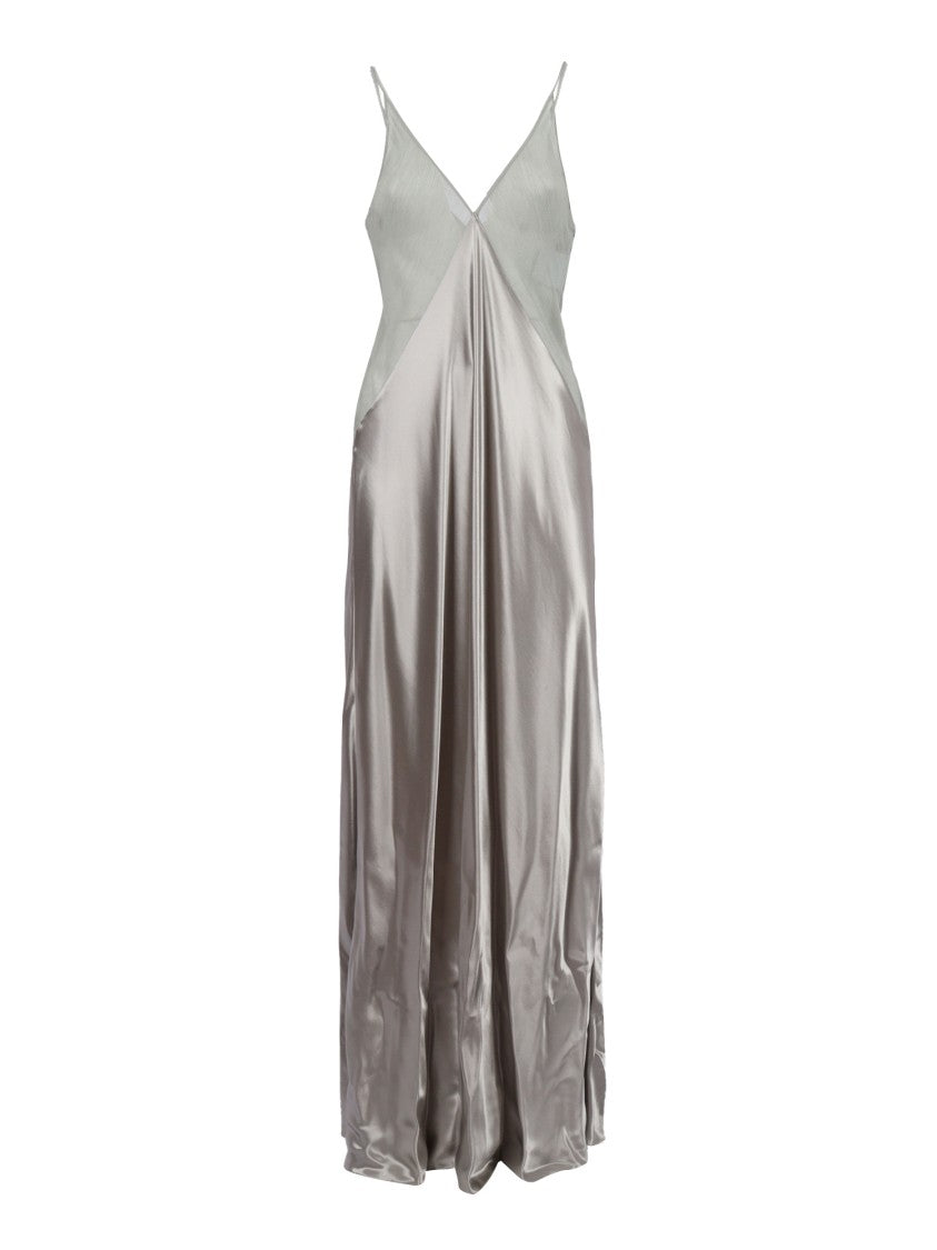 Alberta Ferretti Flowing Evening Dress With Deep V-Back And Spaghetti Straps