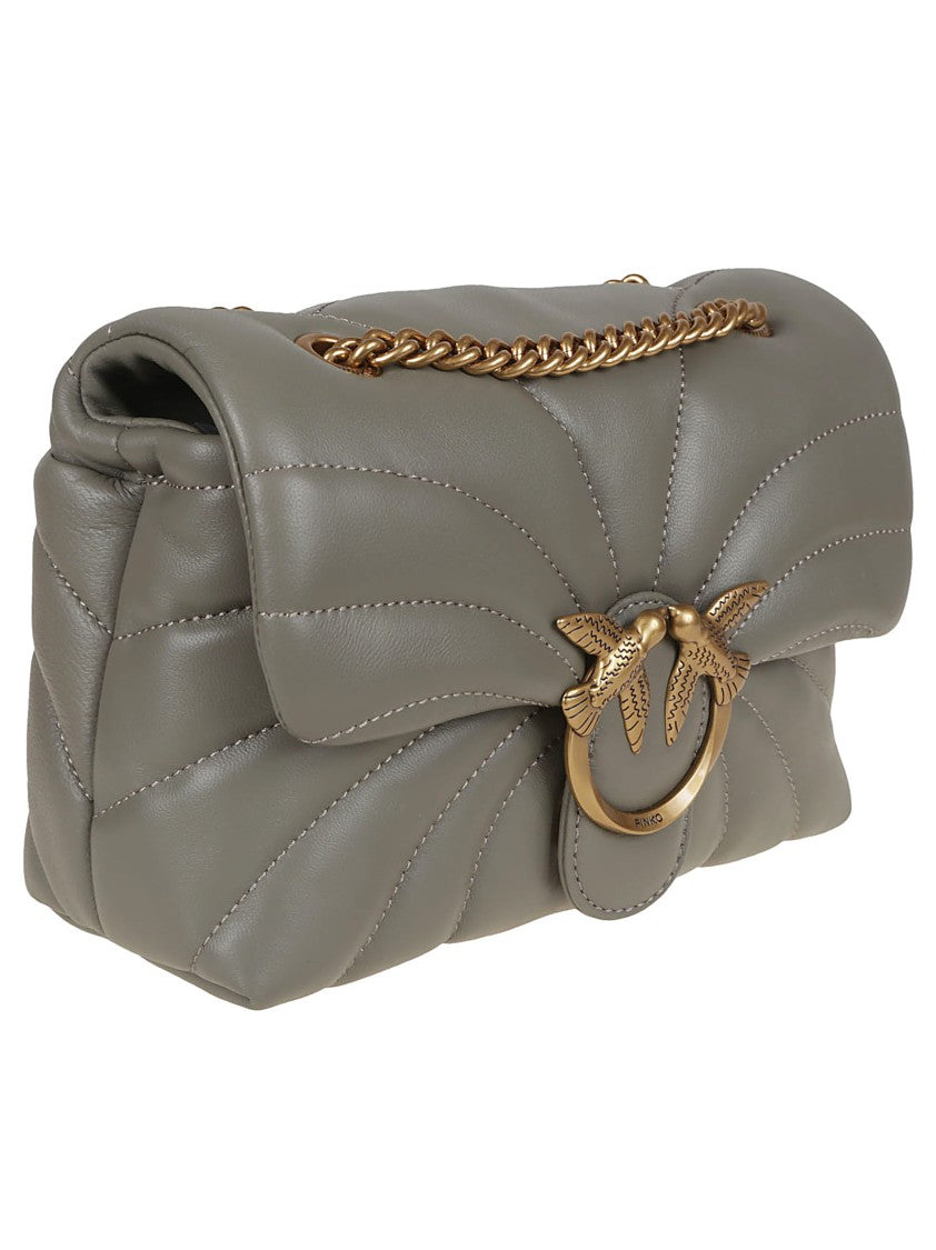Pinko Quilted Leather Shoulder Bag With Bird Motif Clasp