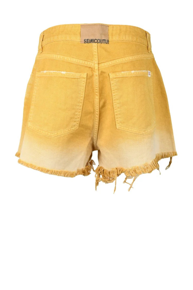 Semi Couture Yellow Gradient Cotton Shorts