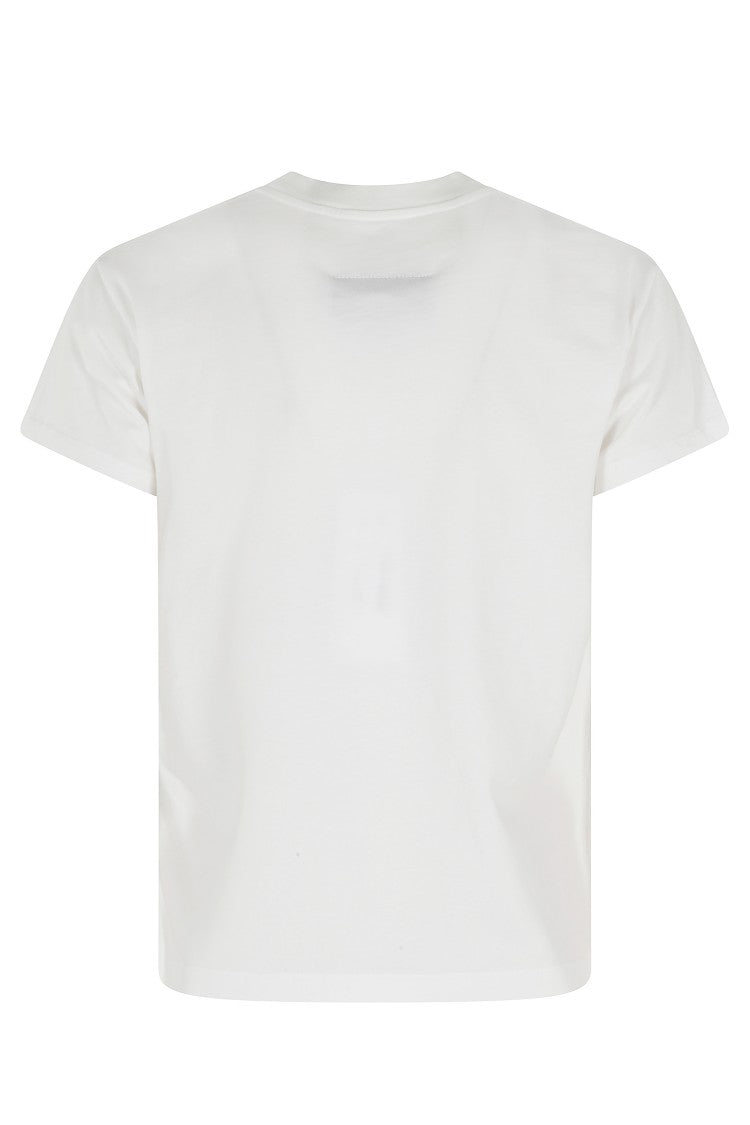 Mm6 By Maison Margiela White Front Logo Blanca-Seam Cotton T-Shirt