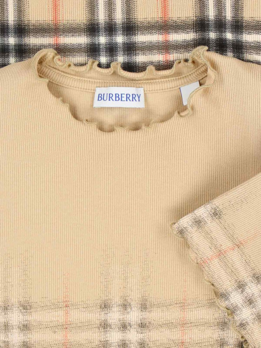Burberry "Check" Sweater In Beige Stretch Cotton