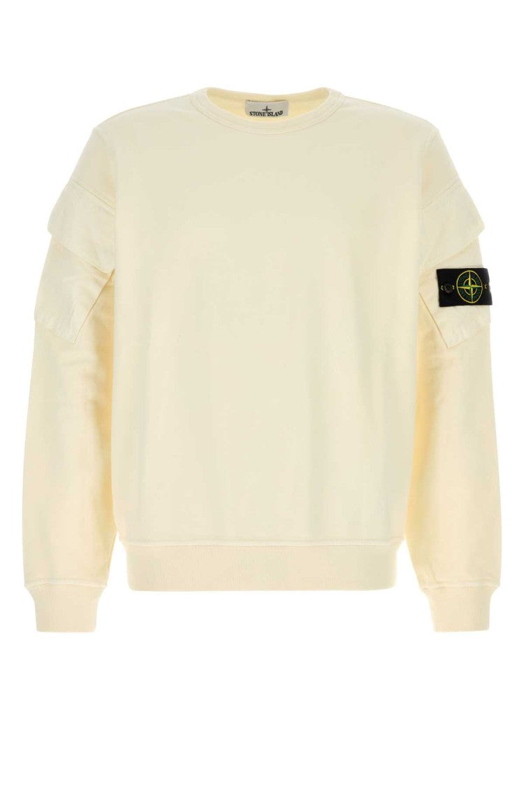 Stone Island Ivory Cotton Sweatshirt