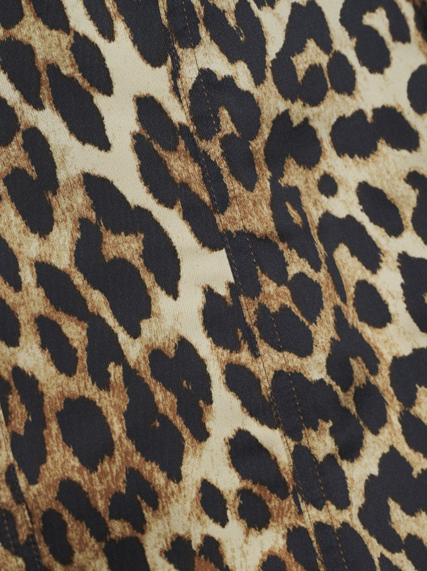 Ganni Leopard Print Shirt With Classic Collar