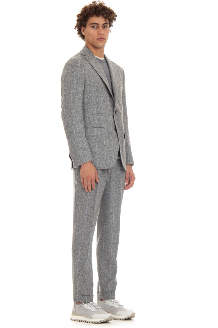 Eleventy Double-Breasted Wool-Silk Pinstripe Suit