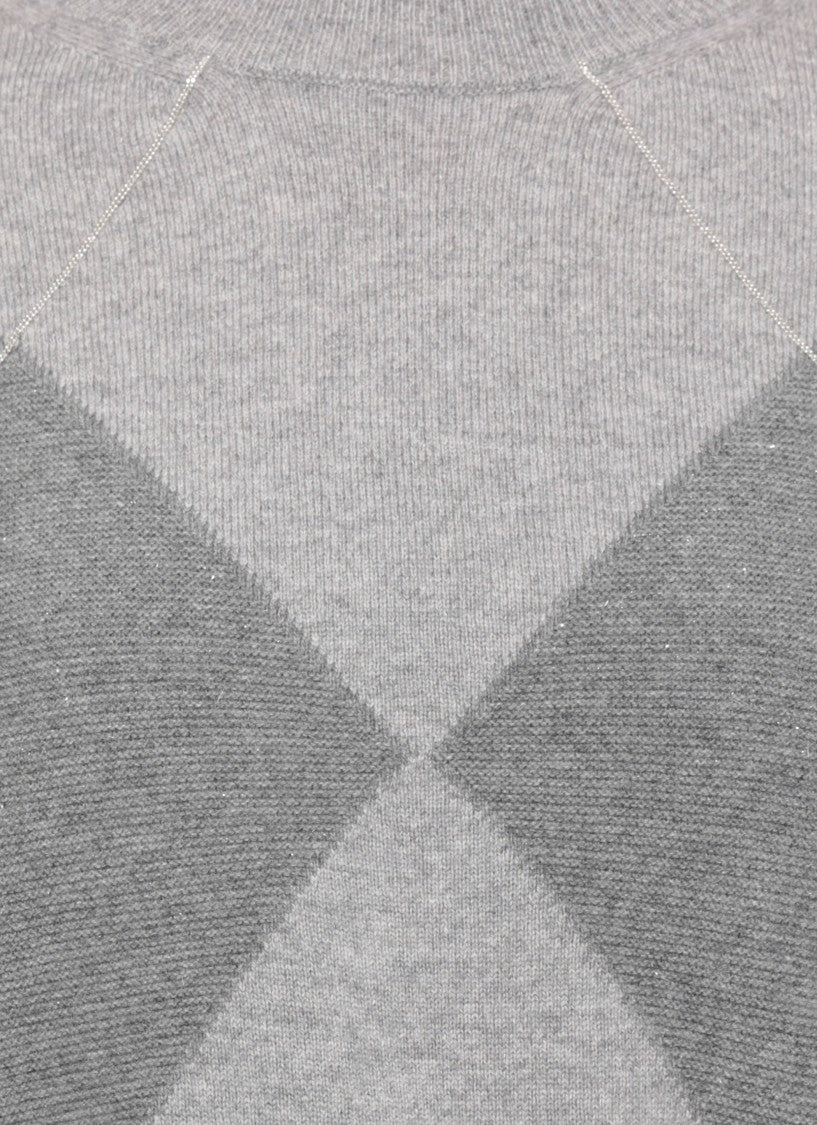 Peserico Grey Beaded Diamond Sweater