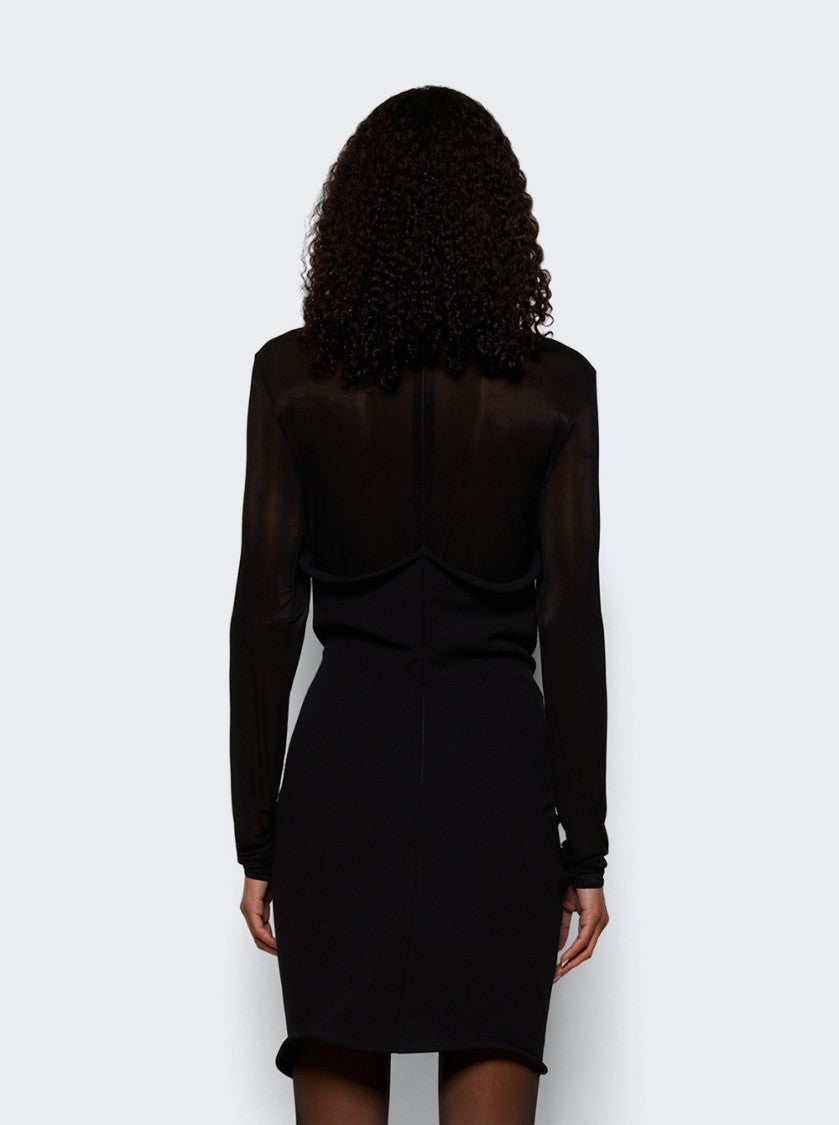 Magda Butrym Sculptural High-Neck Mini Dress Black