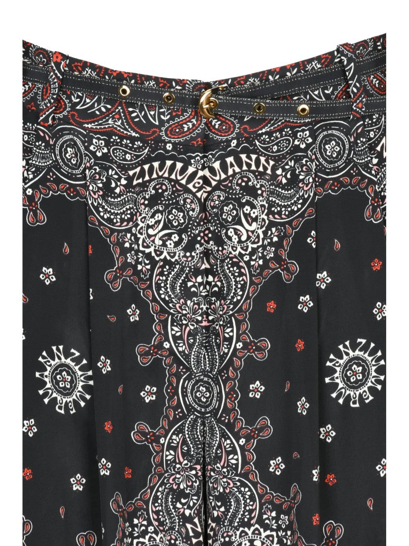 Zimmermann Wide-Leg Trousers With Pleated Waist And Paisley Design