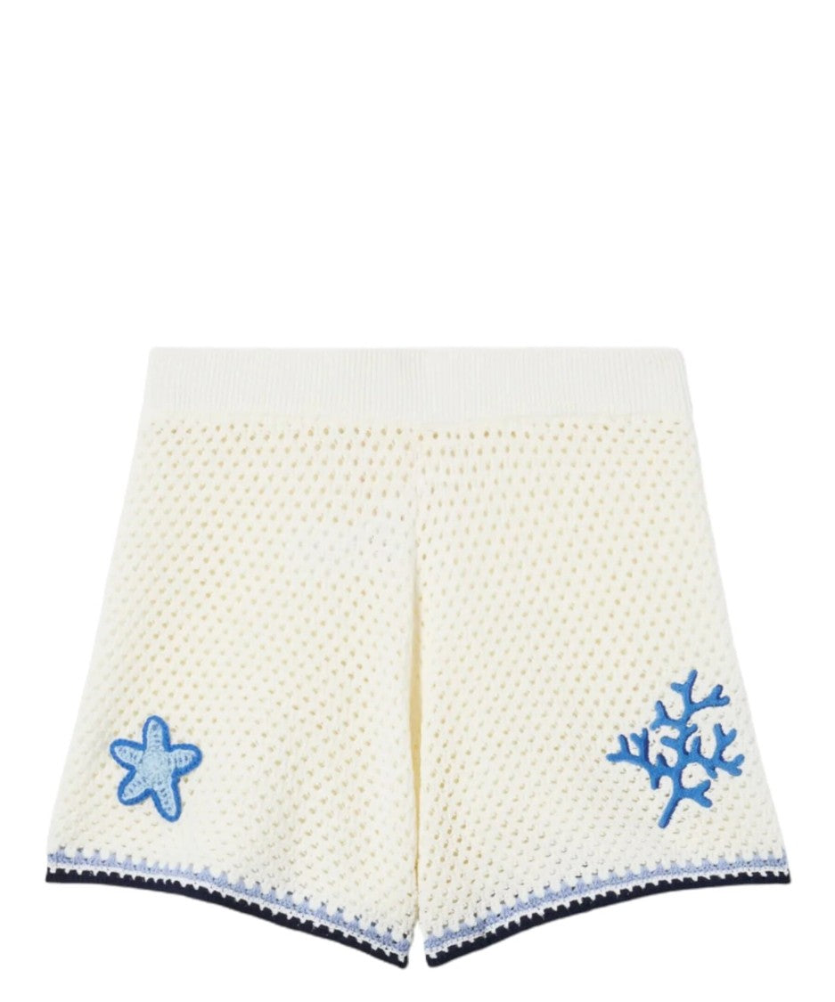 Mc2 Saint Barth Cream Textured Knit Shorts