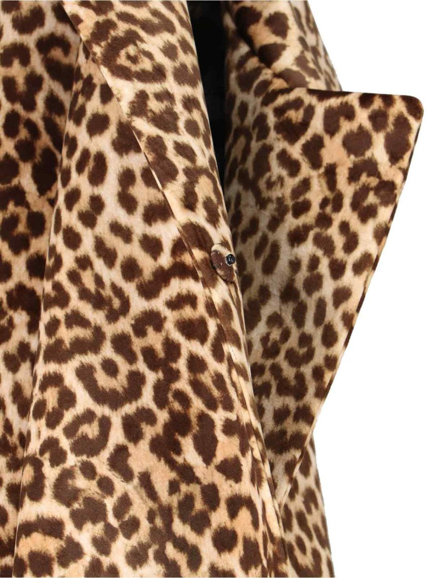 Duran Lantik Leopard Print Long Coat With Adjustable Cuffs