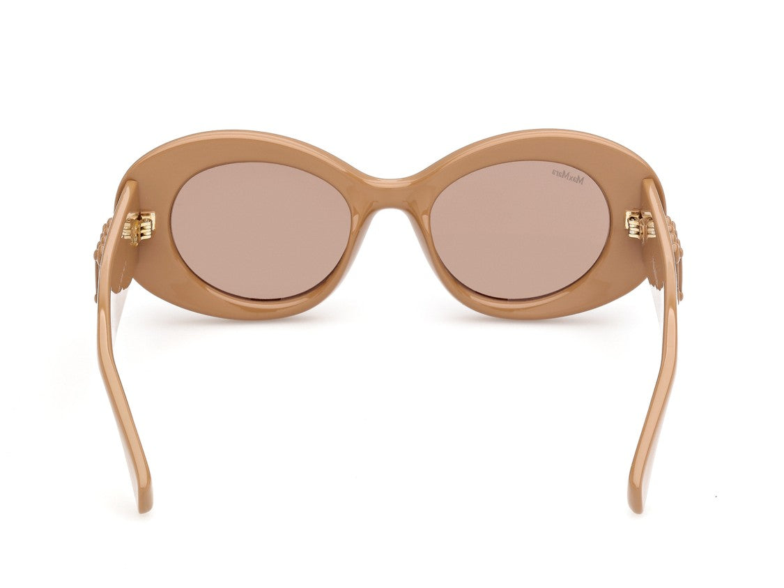 Max Mara Mm0208 Glossy Emblem Oversized Round Sunglasses