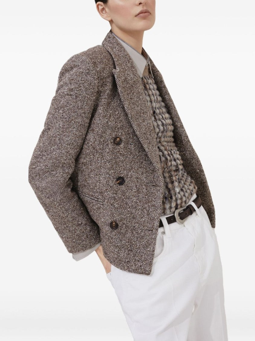 Brunello Cucinelli Tailored Brown Double-Breasted Jacket