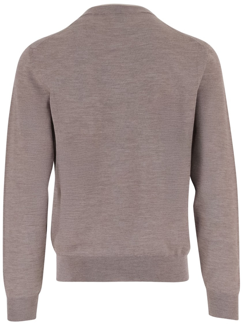 Jacob Cohen Beige-Purple Wool Blend Sweater