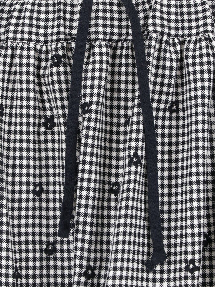 Comme Des Garçons Black/White Gingham Floral Mini Skirt
