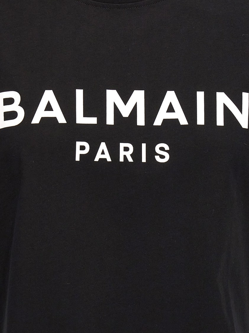 Balmain Cropped Black Crewneck T-Shirt