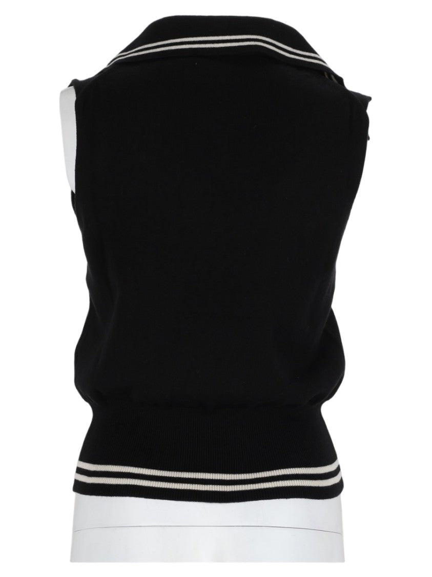 Vivienne Westwood Black Striped Cotton-Cashmere Knit Top