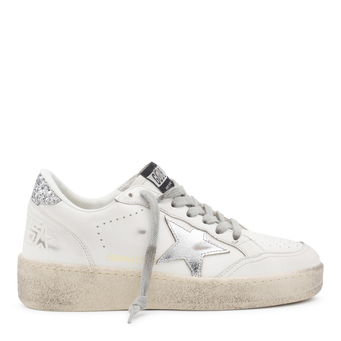 Golden Goose White And Silver Leather Ballstar 2 Sneakers