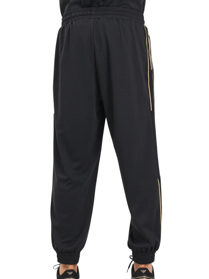 Ea7 Emporio Armani Black Vertical Stripes Polyester Tracksuit
