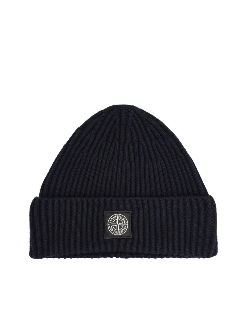 Stone Island Structured Blue Wool Hat