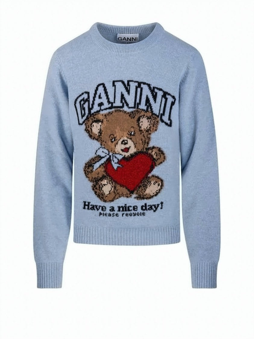 Ganni Light Blue Knit Sweater