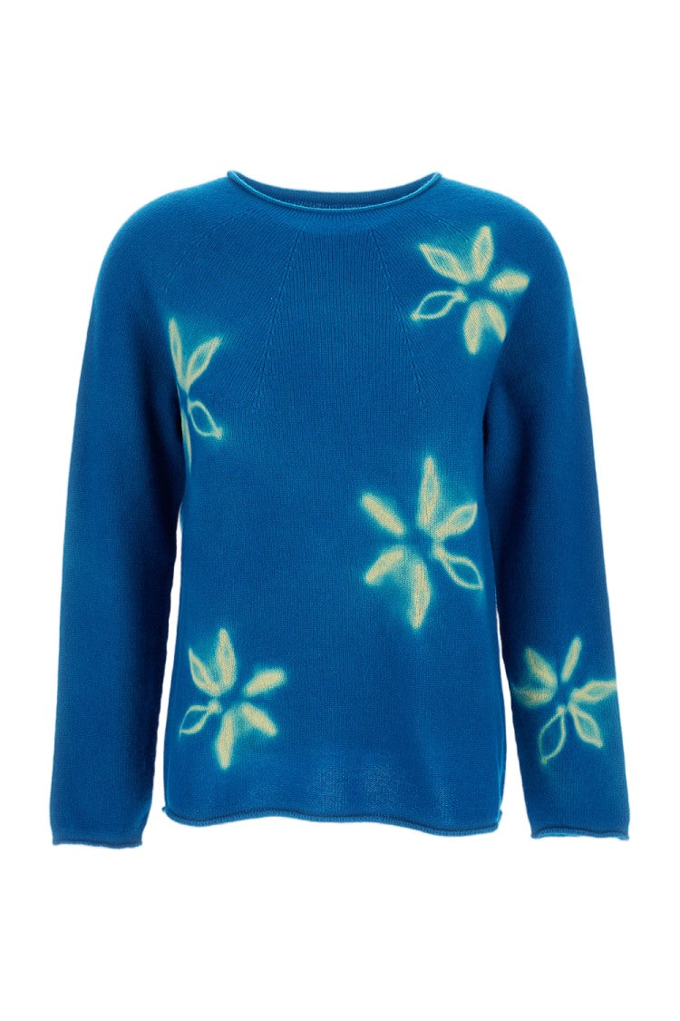 Suzusan Floral Shibori Cashmere Crew Neck Pullover