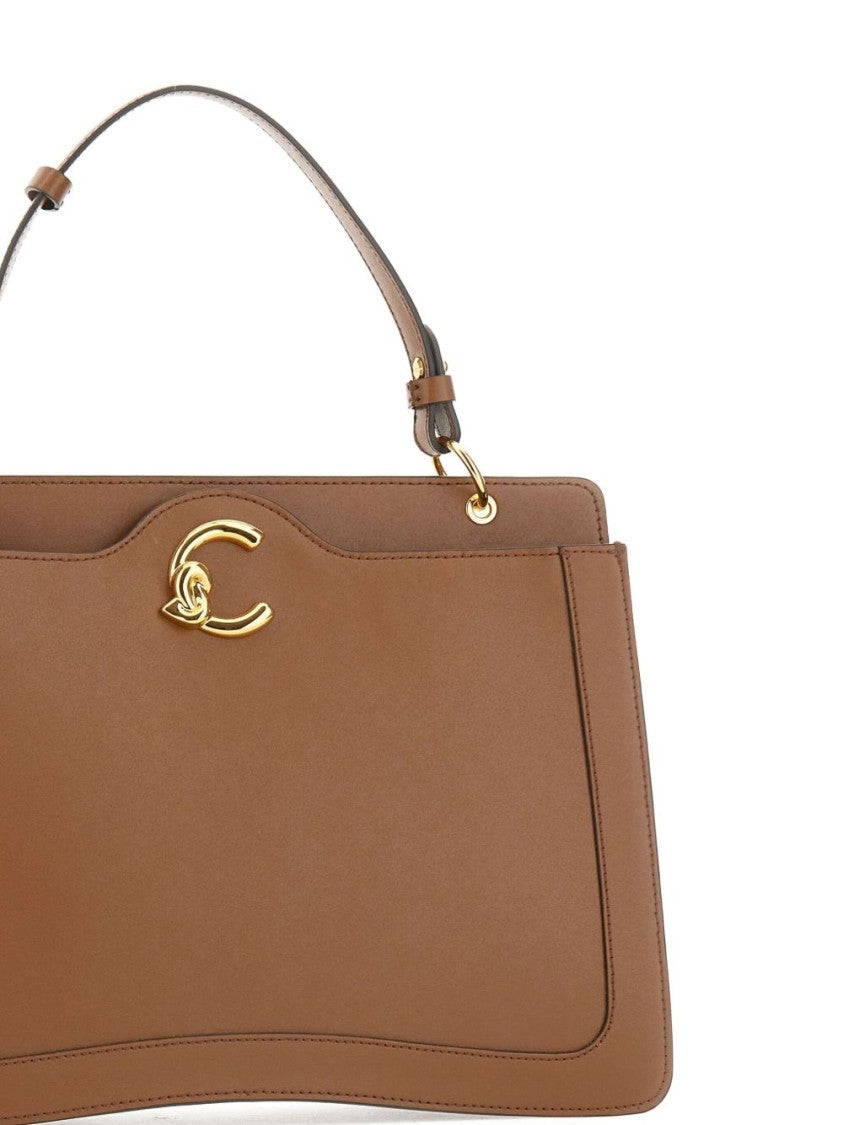 Coccinelle Structured Brown Leather Top Handle Handbag