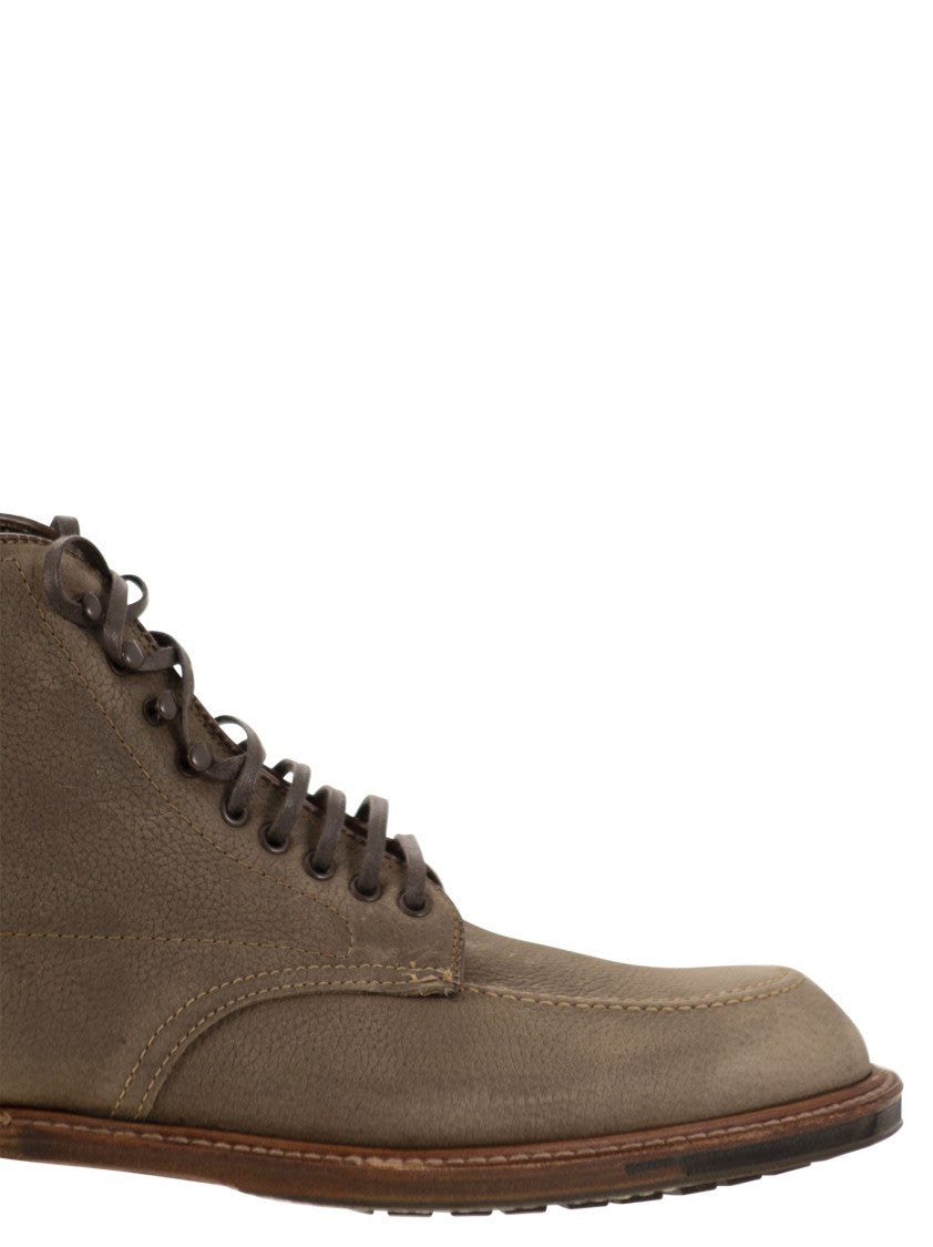 Alden Brown Suede Lace-Up Ankle Boot With Commando Sole