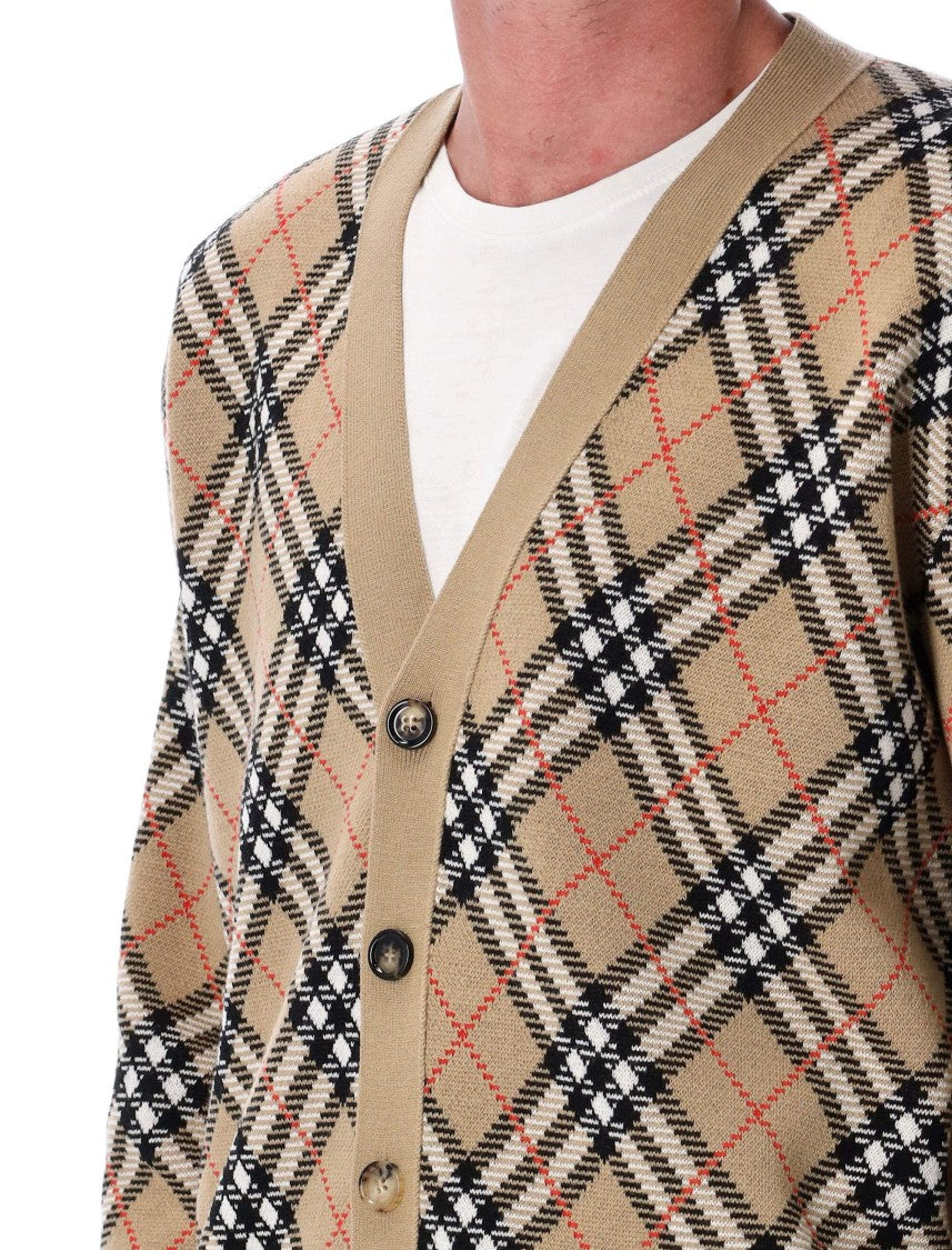 Burberry Button-Up Cardigan With Classic Checkered Pattern