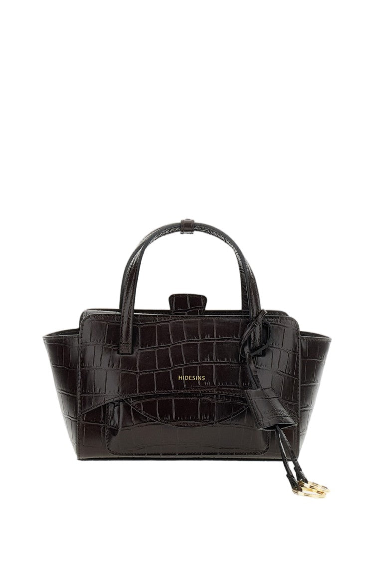 Hidesins Brown Croc-Effect Leather Crossbody Bag