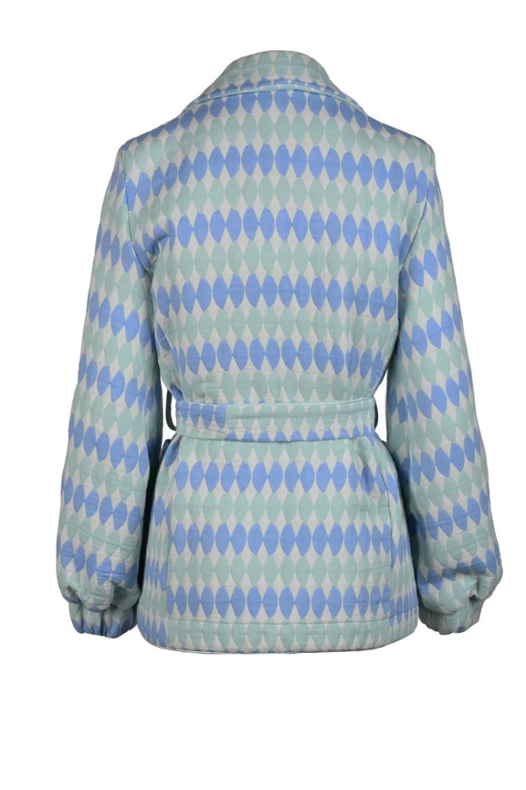 Motel Green Geometric Cotton-Blend Jacket