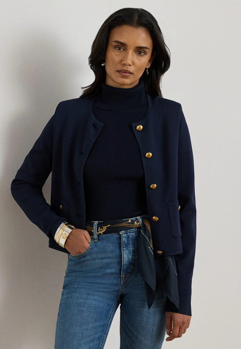 Lauren Ralph Lauren Cropped Long-Sleeve Gold-Button Jacket