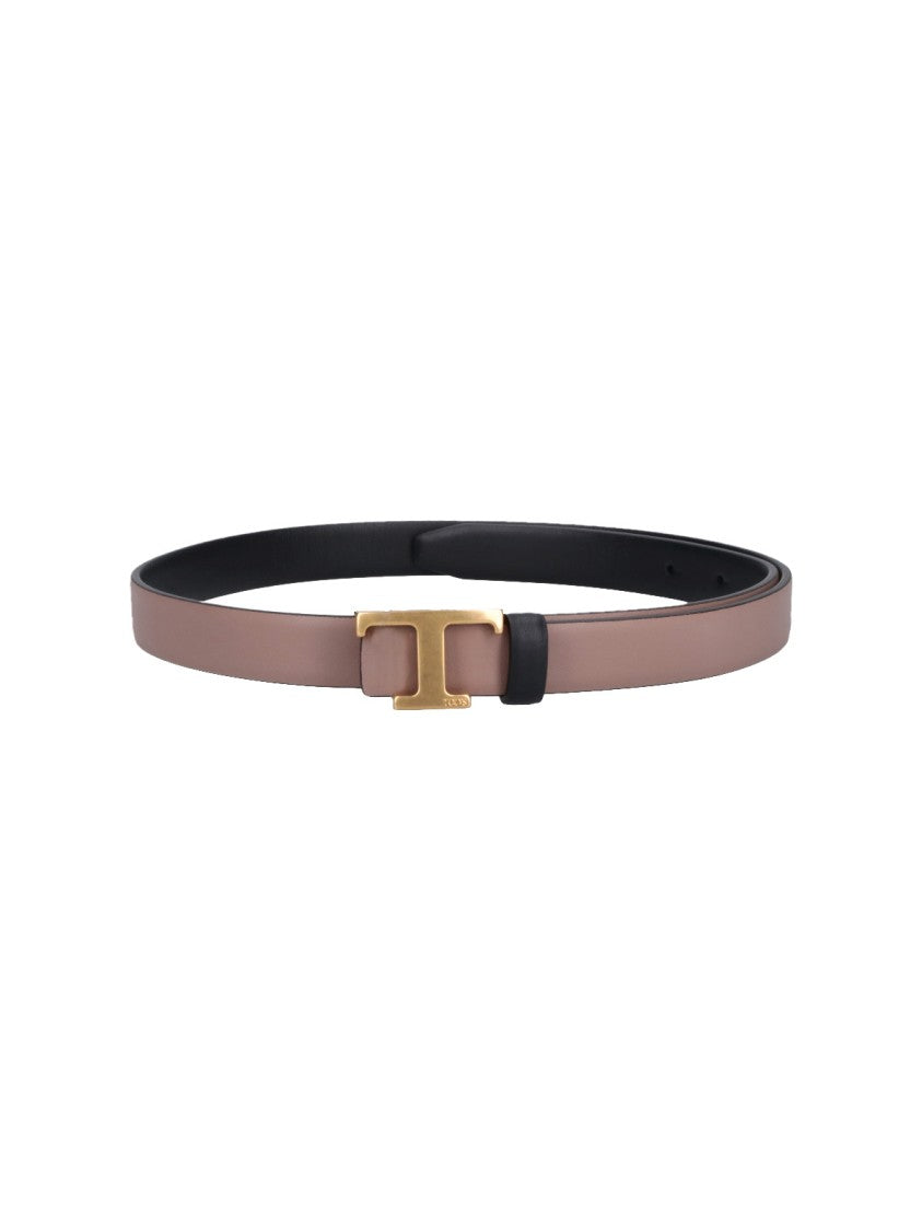 Tod's Black Calfskin "T Timeless" Reversible Belt