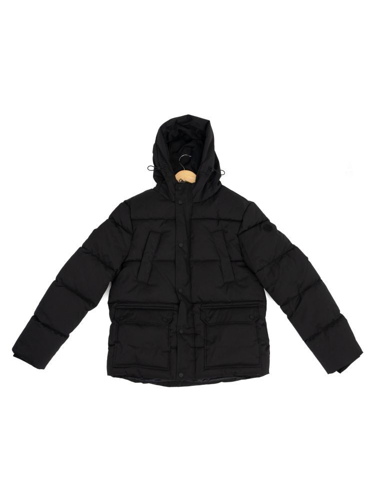 Sergio Moretti Padded Black Jacket With Quilted Design And Functional Pockets