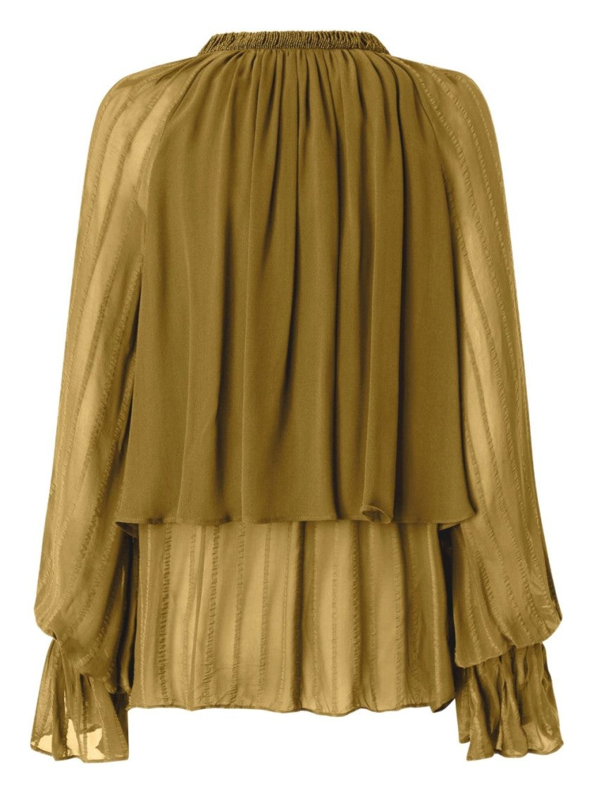 Pinko Flowing High Neck Blouse With Tie Detail