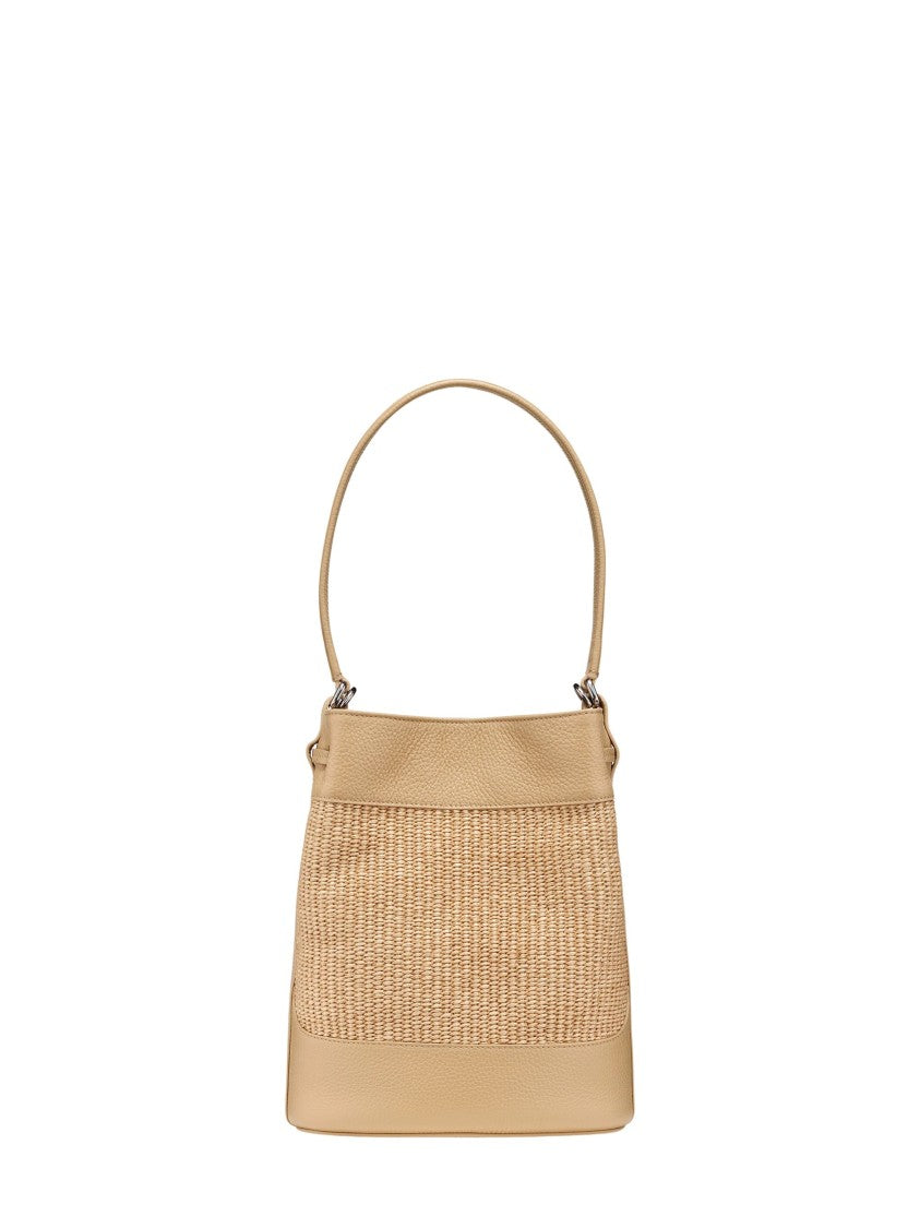 Zanellato Beige Woven Texture Leather Trim Shoulder Bag
