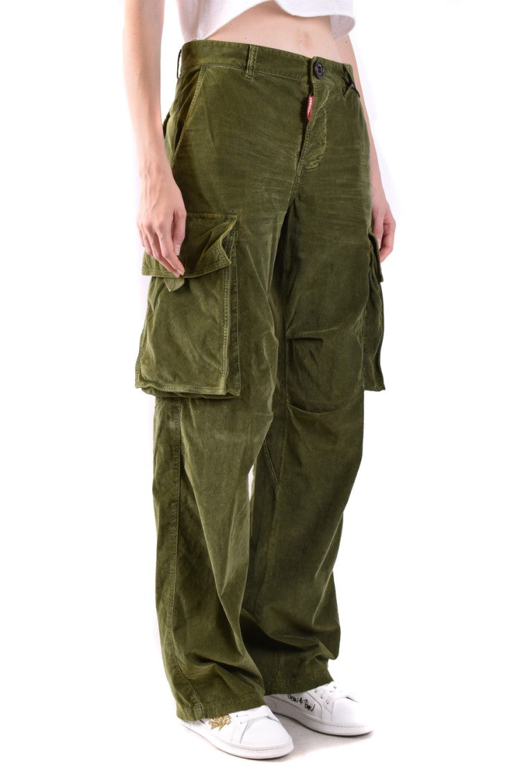 Dsquared2 Olive Green Cargo Trousers Relaxed Fit