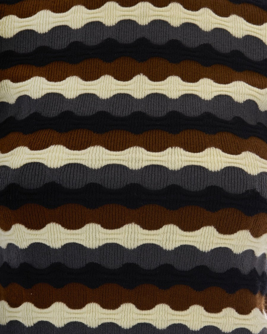 Marni Short-Sleeved Wave Knit Top With 3D Texture