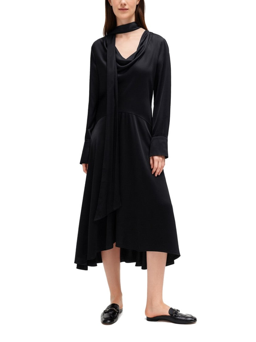 Ganni Viscose-Blend Draped Scarf Midi Dress