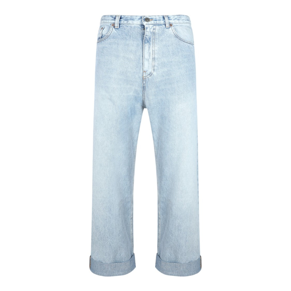 Valentino Relaxed Fit Straight Leg Jeans With Classic Five-Pocket Design