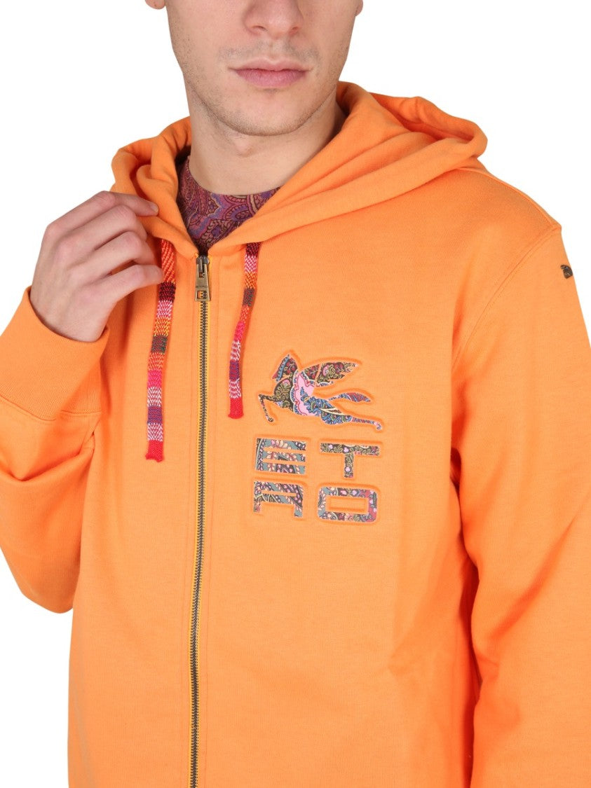 Etro Orange Zip Sweatshirt With Hood
