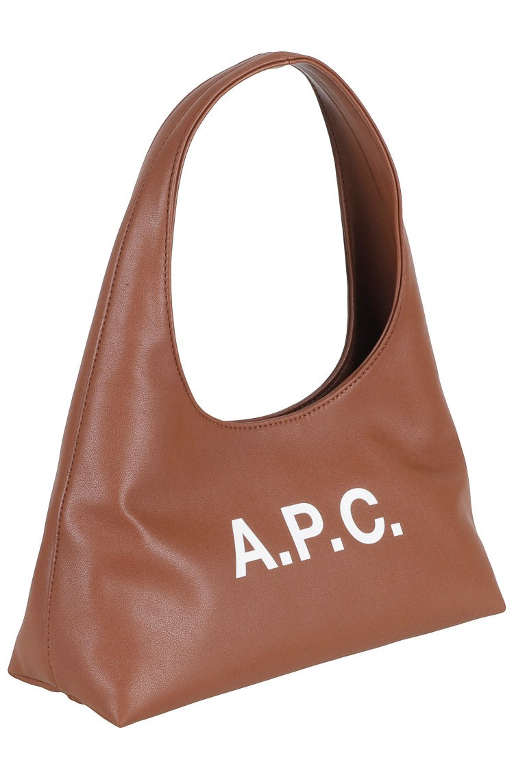 A.P.C. Brown Baby Ninon Shoulder Front-Logo Polyurethane Shoulder Bag