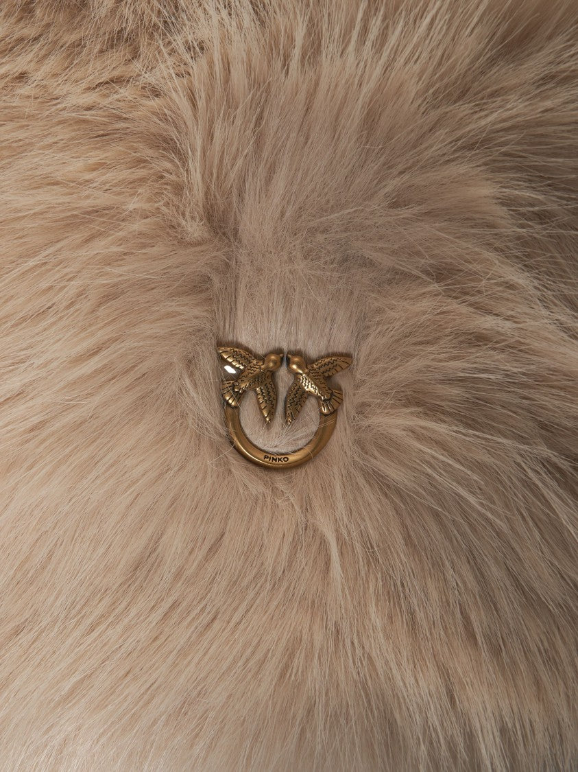 Pinko Plush Faux Fur Shoulder Bag With Adjustable Strap