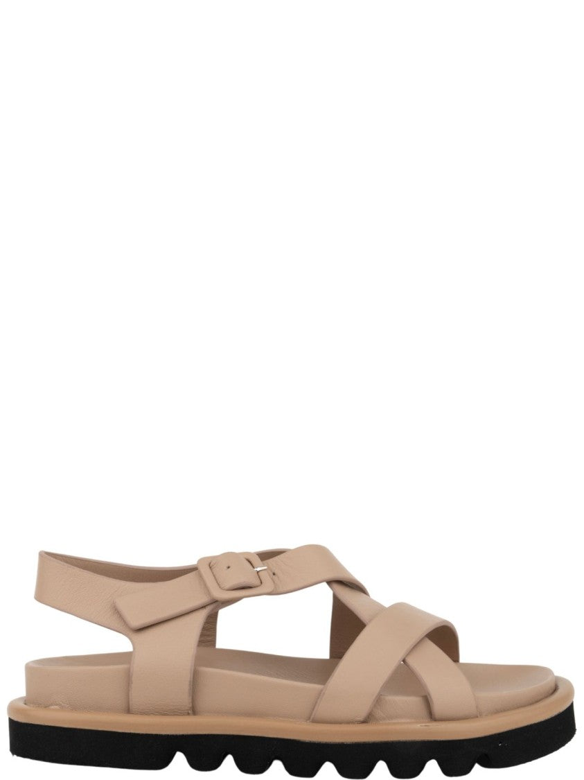 Sergio Moretti Beige Open-Design Sandals With Cow Leather